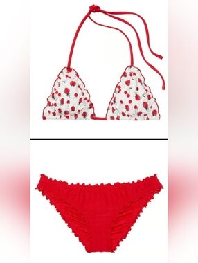 XXL/L/XL PINK By Frankies Bikinis Reign Bikini Top VS Ruffle Cheeky Bikini Set